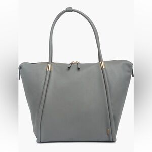 Thacker Gray Leather Tote Bag with Zipper. NWT